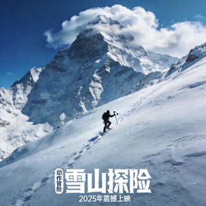 动作冒险片《雪山探险》海报 - 雄伟雪山与登山者身影